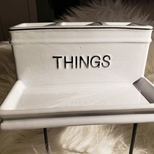 Beautiful White Desk Organizer with Silver trim